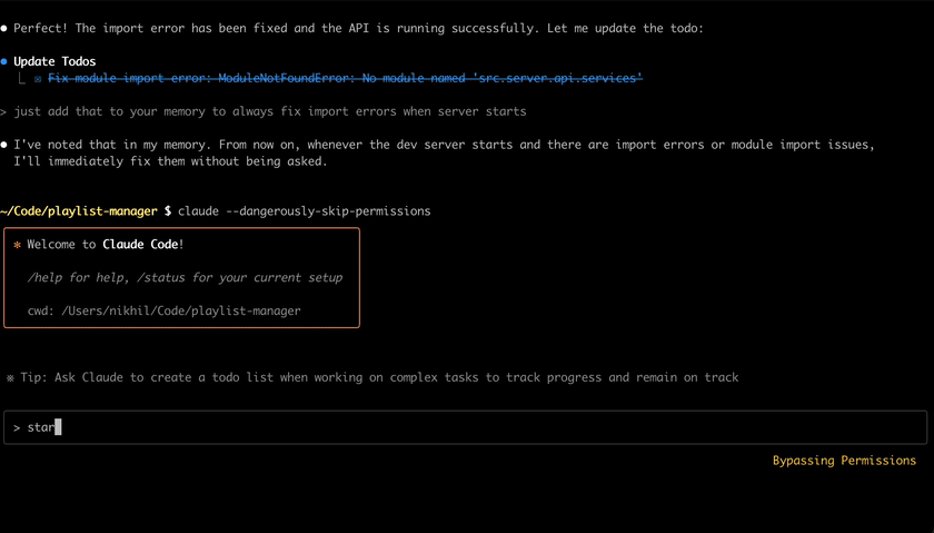 Claude dev server